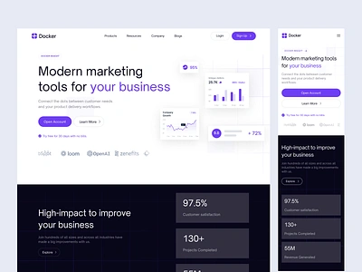 Docker - Marketing Website UI Kit design kit landing page marketing pixlayer responsive saas ui8 uiux website