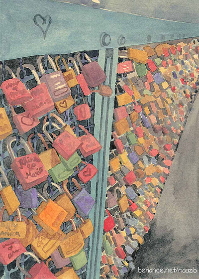 Padlock of Love illustration novelillustration watercolour