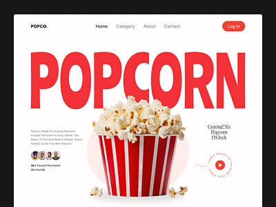 POPCO. || Hero Exploration design designer eat fastfood food freelance hero illustration landing page order popcorn recruiter remote task uidesign uxui web design website