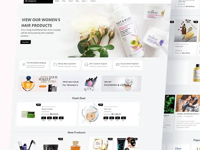 Cosmetics e-commerce website UI design branding cosmetics website illustration ui ui ux user interface web design webdesign website design