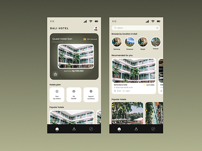 Bali Hotel App Design graphic design ui