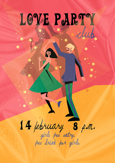 Poster Love party branding caple club dance dancing graphic design logo love party vintage