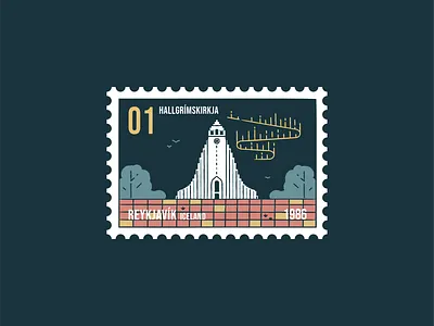 Hallgrímskirkja lights aurora building church city design graphic design hallgrimskirkja iceland icon icon set illustration island landmark location map monument rekjavik sky travel vector