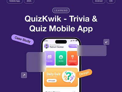 QuizKwik - Trivia & Quiz Mobile App app app design case study clean ui design game design graphic design learning mobile app play win product product design quizkwik trivia app ui design web website
