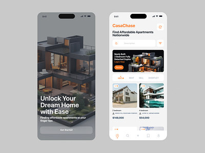 Casachase app branding design illustration realestate typography ui ux vector