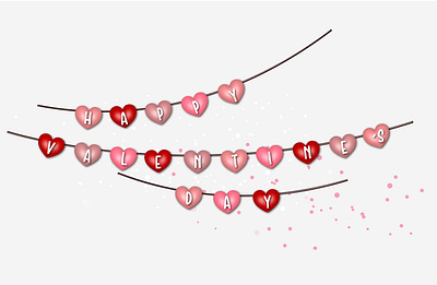 Valentine's Day garland of hearts on a white background design graphic design icon illustration vector