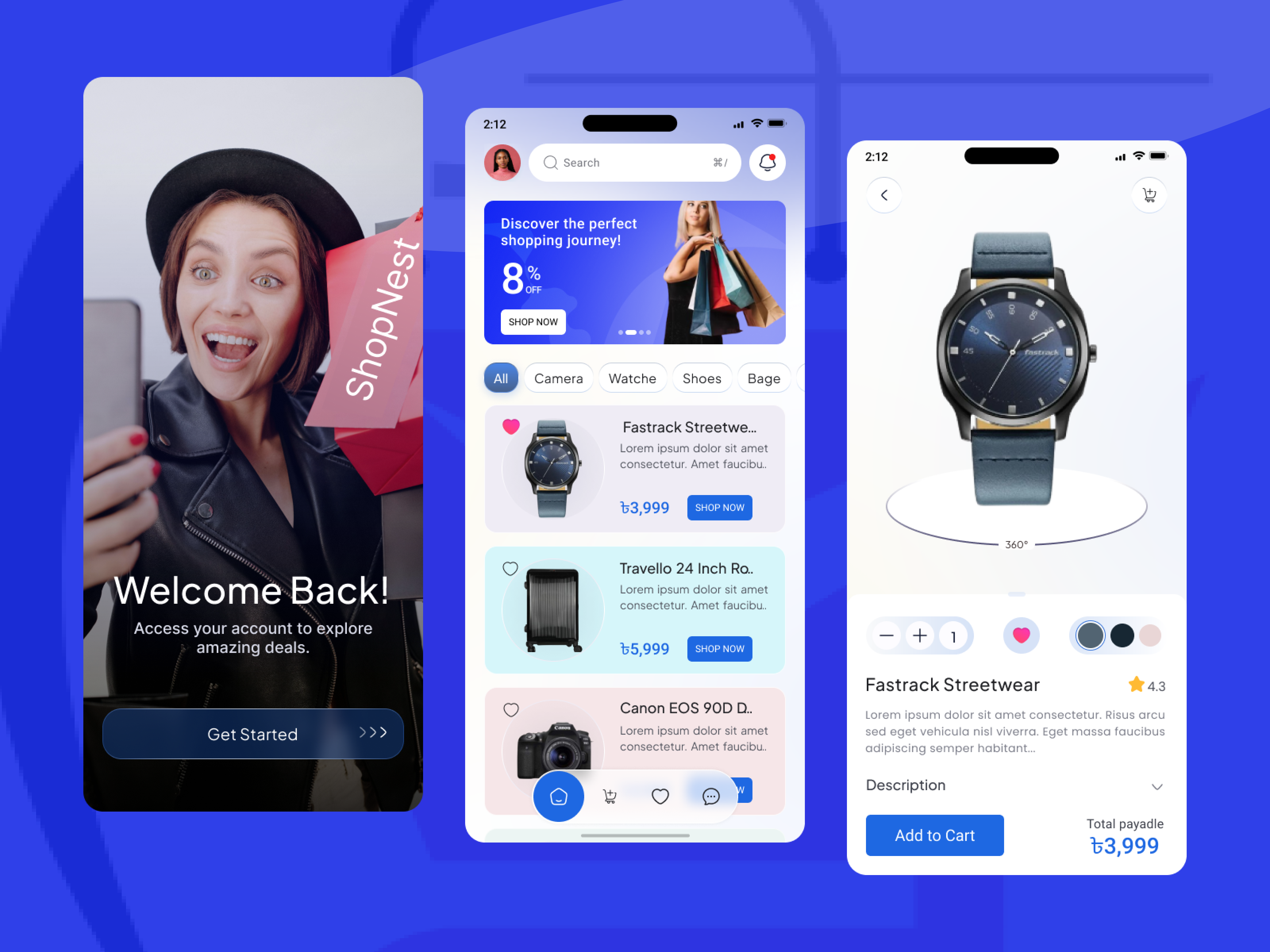 E-Commerce Shopping App UI – Minimal & Clean Design animation appdesign ecommerch figma figmadesign illustration imimran04 mobileapp ui uiuxdesign