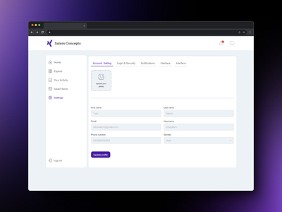 Dashboard settings page dashboard settings ui uidesign uxdesign visual design web design