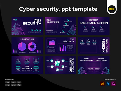 Cyber security ppt template adobe illustrator creative template design community digital design dribbble showcase eps graphic design ppt design ppt template presentation design presentation template slide template svg template template design vector vector art vector presentation vector template visual communication