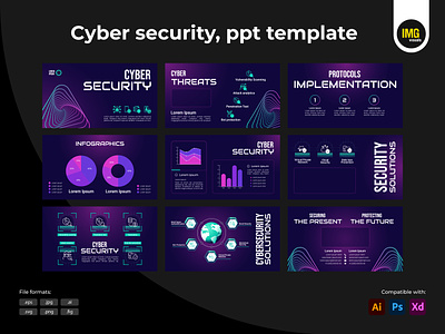 Cyber security ppt template adobe illustrator creative template design community digital design dribbble showcase eps graphic design ppt design ppt template presentation design presentation template slide template svg template template design vector vector art vector presentation vector template visual communication