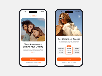 E-commerce Mobile App design login page ui ux