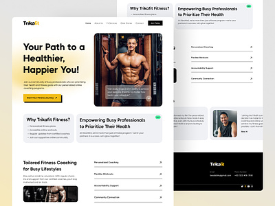 Fitness Coaching Website Landing Page Design bodybuilding coach design fitness fitness club gym health homepage landing landing page online training ui ux web web ui website web design workout