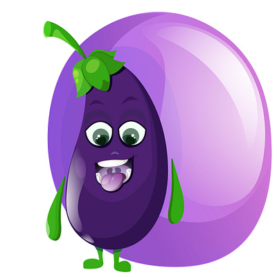 The cartoon character of an eggplant design graphic design icon illustration vector