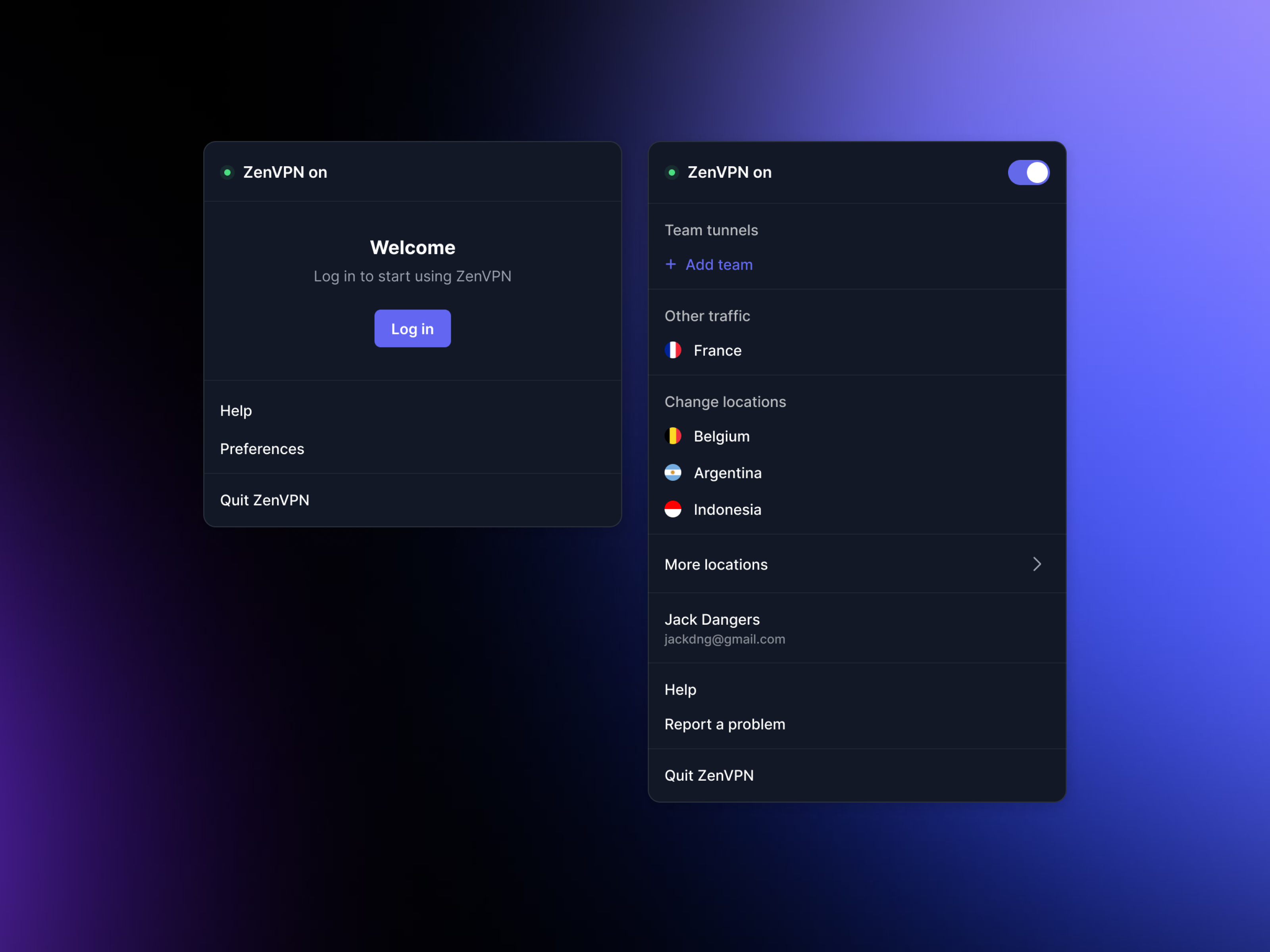 ZenVPN Menu Bar by Artur Erofeev on Dribbble