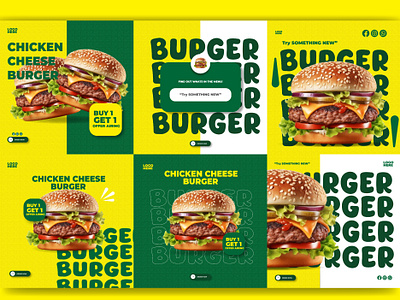 Burger Social Media Ads branding design designtheory freshfood freshmart graphic design groccery illustration logo