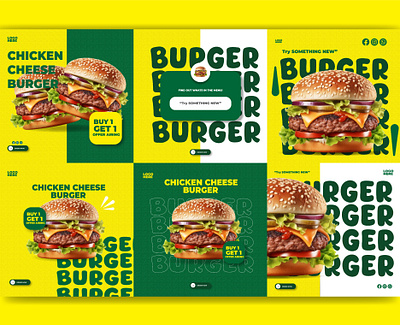 Burger Social Media Ads branding design designtheory freshfood freshmart graphic design groccery illustration logo