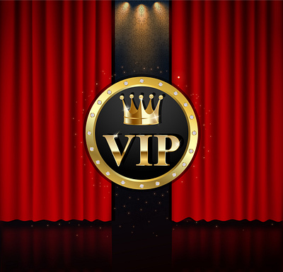 VIP invitation card with theatre curtains and lights design graphic design icon illustration vector