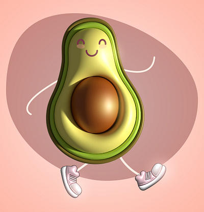 A cheerful avocado with sneakers and a beaming face design graphic design icon illustration vector