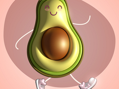 A cheerful avocado with sneakers and a beaming face design graphic design icon illustration vector