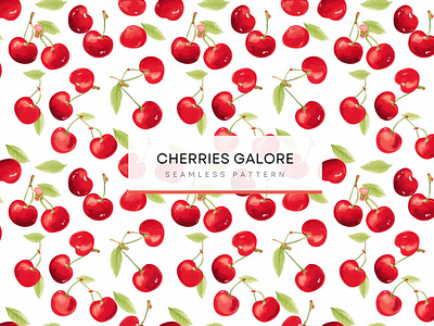 Cherries Galore ,Seamless Patterns 300 DPI, 4K, Artistic designs adorable artwork aesthetic vibe charming designs clip art cute watercolor cherries red and green tone pattern seamless pattern seamless repeating pattern sweet illustrations