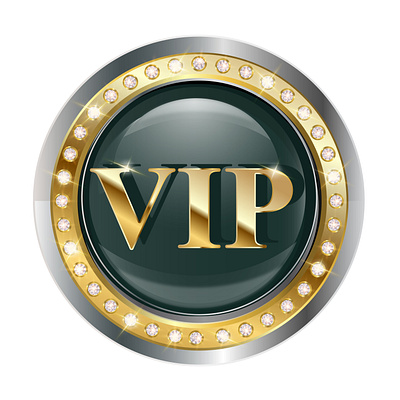 A luxurious VIP badge with a glossy black center art branding design graphic design icon illustration logo vector