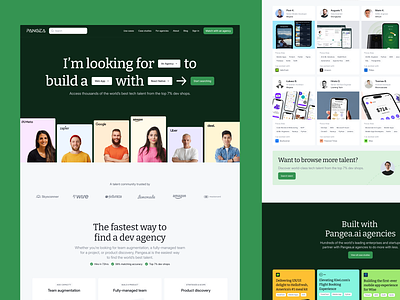 Pangea - The world's best development agencies in one place agency ai booking design system development freelancers job landingpage search signup talent ui ux web website