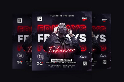 Party Flyer Template club flyer club poster dj flyer dj poster instagram post party flyer party poster psd