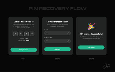 PIN Recovery Flow (Dark Mode) dark mode figma flow password pin pin recovery recovery ui design