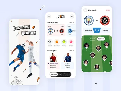 Sports Score App football football app game interface gaming interface live update liveapp livescores mobile app mobile app design player scoreboard soccer app sports sports app streaming page team tournament trendy games uiux