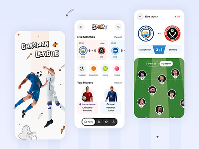 Sports Score App football football app game interface gaming interface live update liveapp livescores mobile app mobile app design player scoreboard soccer app sports sports app streaming page team tournament trendy games uiux