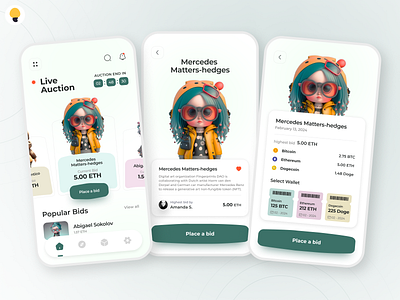 Live NFT auctions: Bid and collect rare art on mobile app cashewdesign ui uidesign ux uxdesign