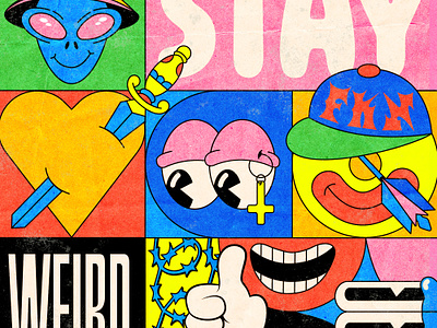 Stay Weird 1930 1930s cartoon cartoon character colors graphic design illustration old cartoon old school poster print ufo vintage weird