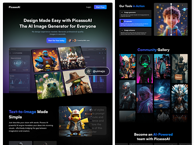 PicassoAI - Image Generator Web Design ai animation branding design graphic design ui uiux web design website