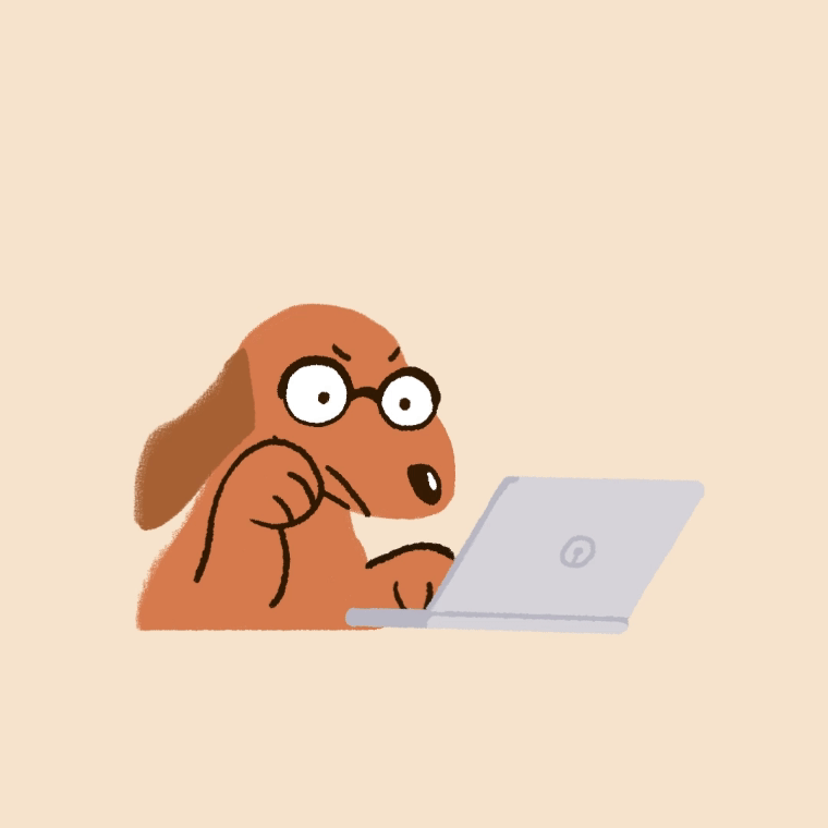 Dog Working on Laptop animation art cute digital art dog frame by frame graphic design illustration motion graphics pet