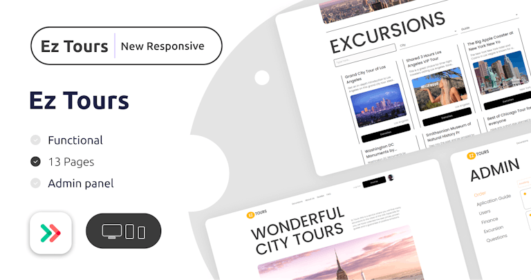 Ez Tours NoCode Web Template bubble.io eazycode excursions holiday nocode nocode solution tours travel travel app web template