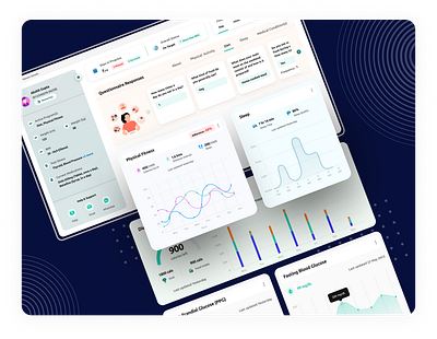 Patient Healthcare Tracking Dashboard activity analytics clinic dashboard doctor fitness healthcare hospital management medical metrics monitor patient portal profile saas tracking uxui vitals website