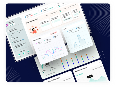 Patient Healthcare Tracking Dashboard activity analytics clinic dashboard doctor fitness healthcare hospital management medical metrics monitor patient portal profile saas tracking uxui vitals website