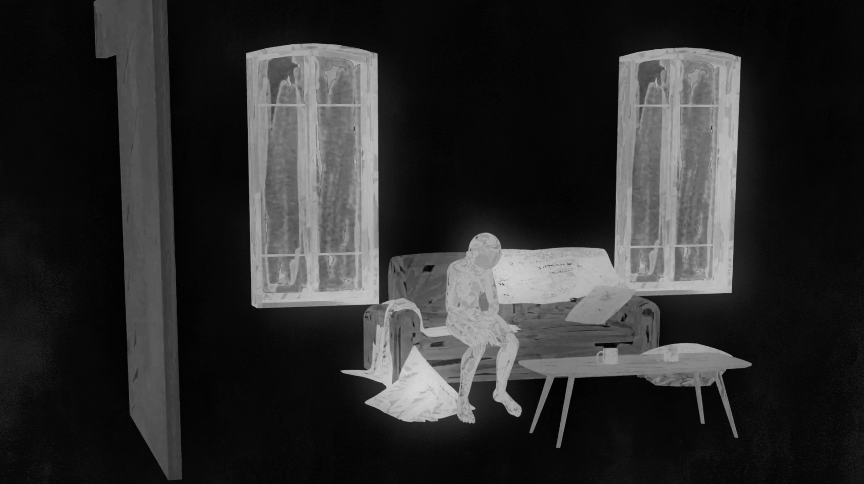 Haunted - 3D animated Music Video 3d animation 3d rigging after effects animated music video animated video animation black and white blender character animation hand drawn ink style music video nostalgic