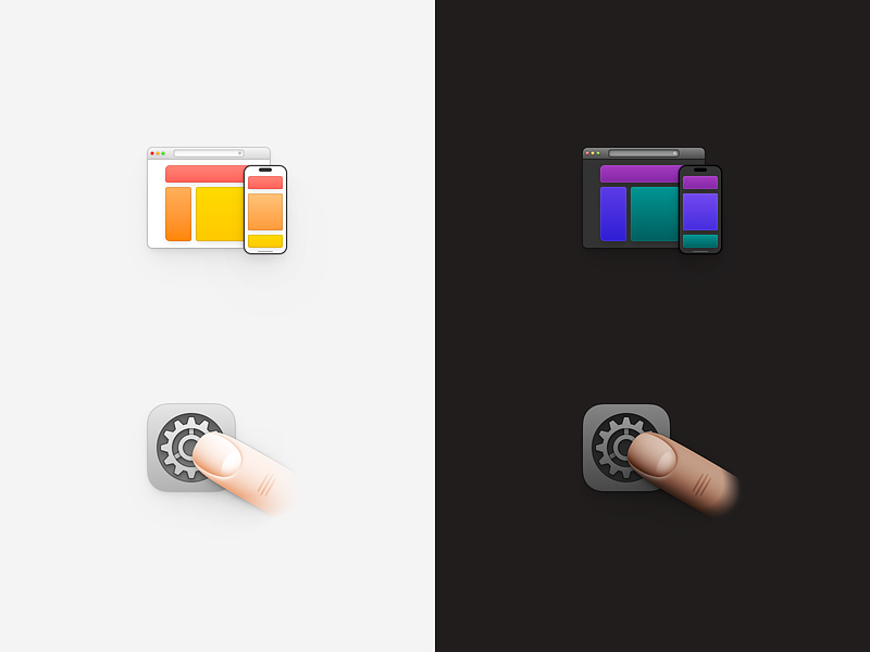 Skills browser cog dark mode finger gear icon design icons iphone realistic settings skills web design