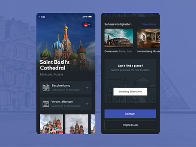 Concept Design for Travel Companion App historic place museum app sight seeing app ui tourist app ui travel app ui travel companion app travel ux