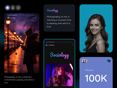 Sociology - Social Media App UI android app app design brand app branding community app creative design design design theory ios app live app messaging app mobile app mobile ui photo social apps social media social media app ui user experience ux