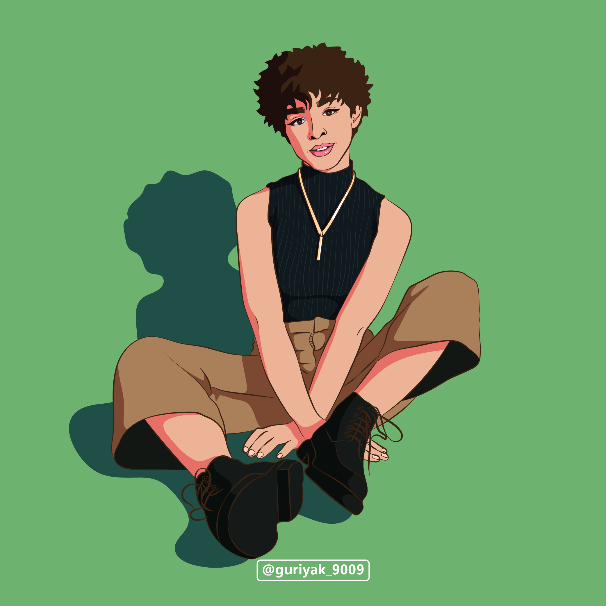 Portrait illustration 2d art design digital art fashion human illustration illustrator lgbt lgbtqia minimal portrait pose vector