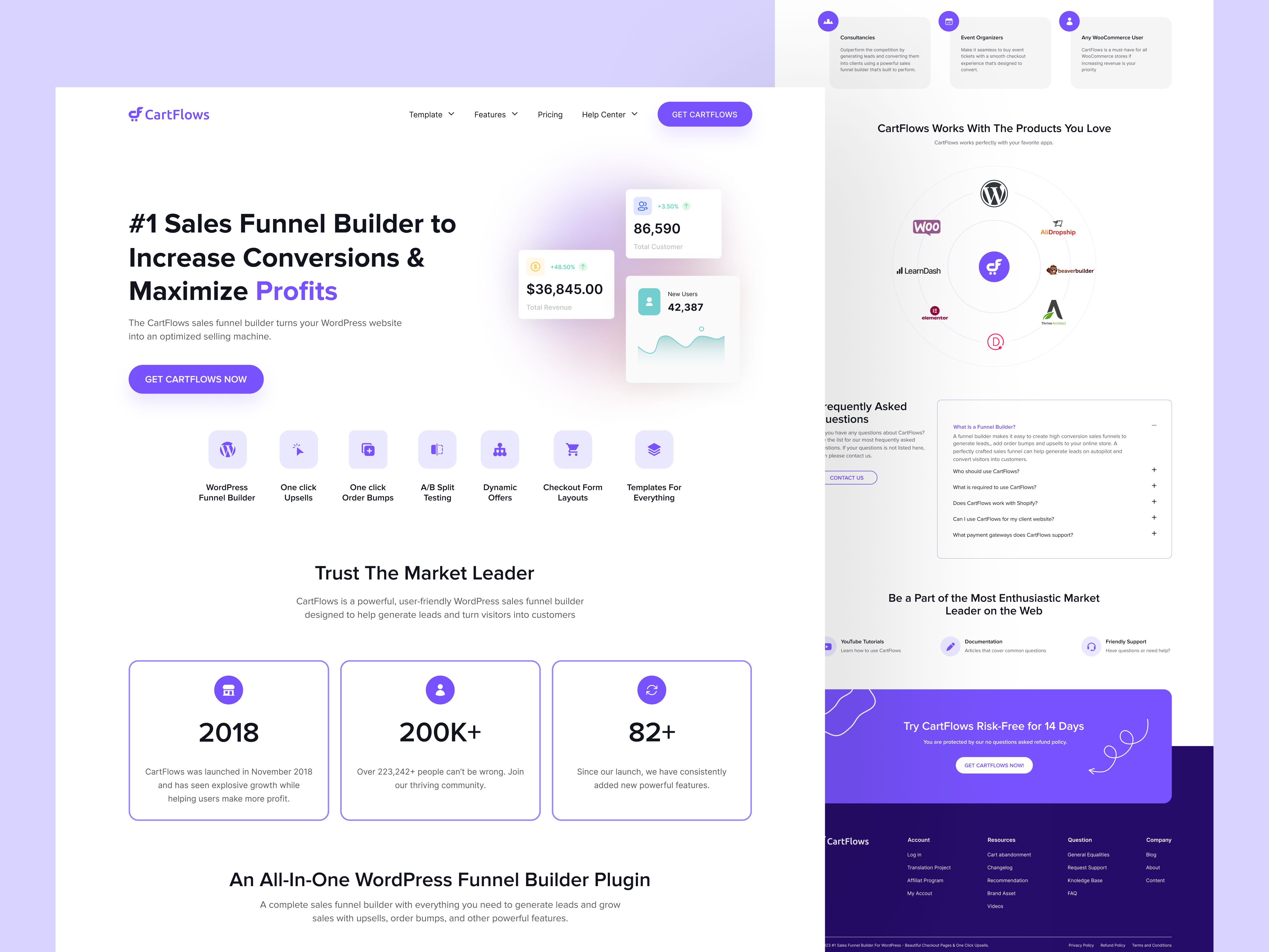 Landing Page Redesign: Cartflows 3d award winning clean clean website design landing landing page landing page design landing page ui minimal redesign simple website trending ui web web design web design concept website website design wordpress