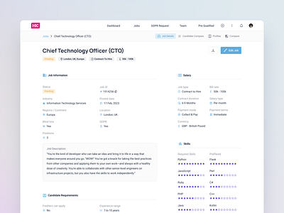 Job Details - HR SaaS design detail hr job product product design recruiter skills ui ux