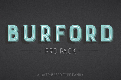 Burford Pro Pack 3d font advertising alternatives bold font burford pro pack drop shadow graphic extras inline layer based font marquee opentype outline pattern font retro font serif typeface vintage