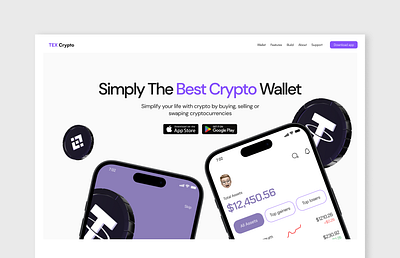 Landing Page: Tex Crypto Wallet app crypto design landing page ui ux website