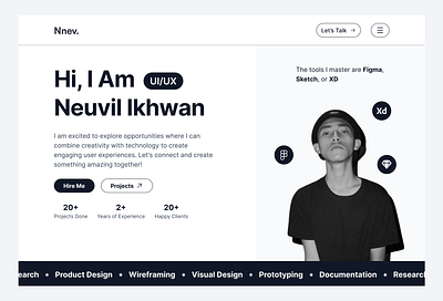 Neuvil - Personal Website Portfolio animation black and white branding graphic design personal website portfolio website ui website