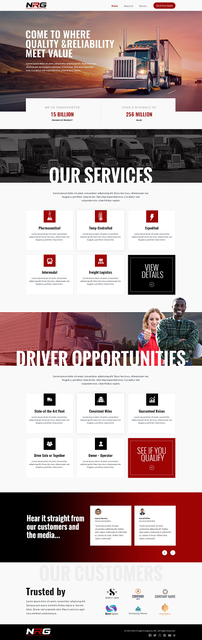 NRG Freight & Logistics Website Design branding design graphic design minimal typography vector web website website design