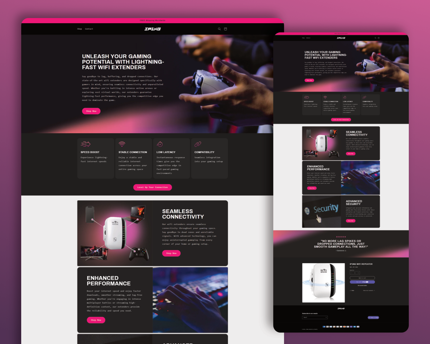 IP1NG Shopify store design branding design ecommerce shopify shopify design shopify store ui webdesign