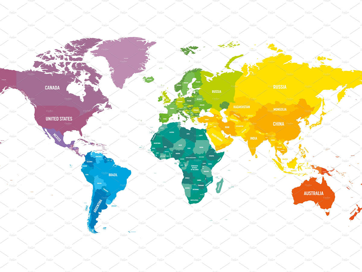 Colorful Political Map Of World By Petr Polák On Dribbble